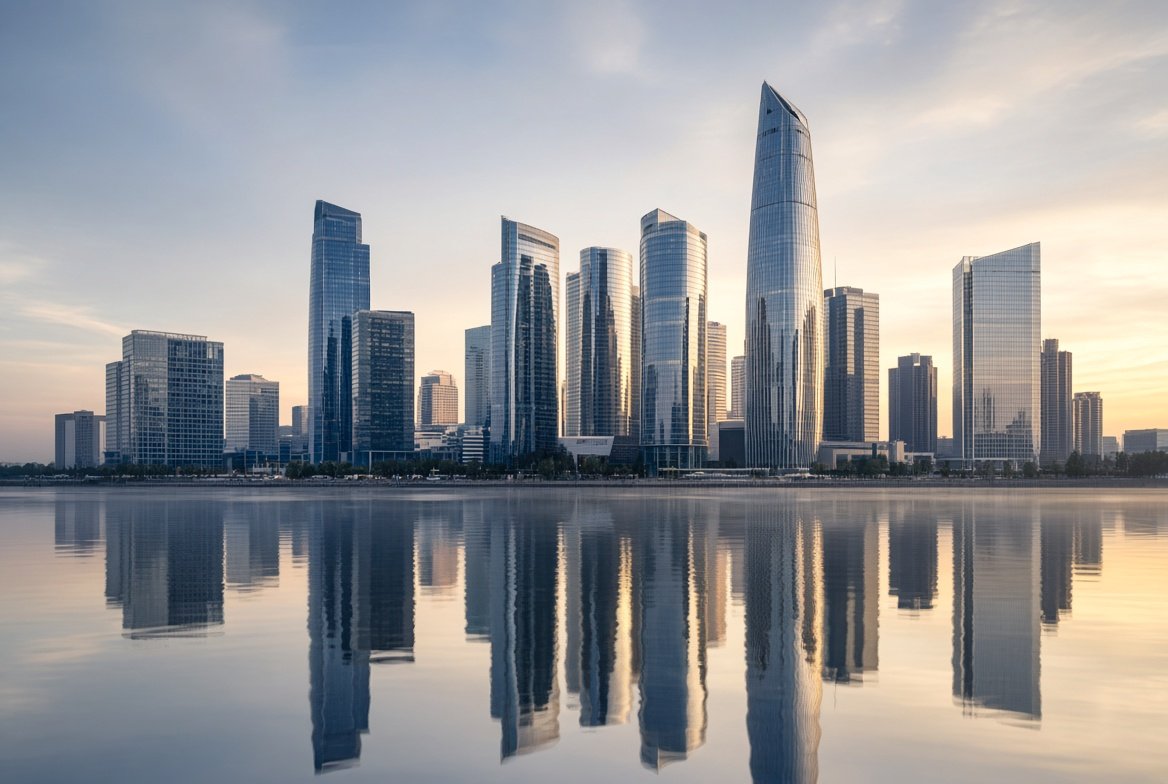 Financial district at dawn